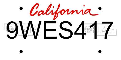 9WES417 California License Plate