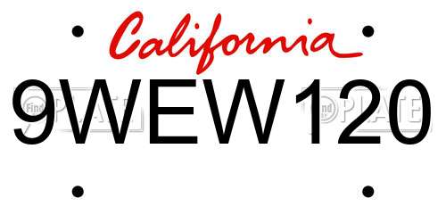 9WEW120 California License Plate