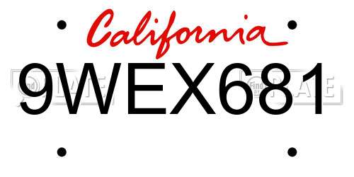 9WEX681 California License Plate