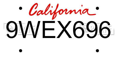 9WEX696 California License Plate