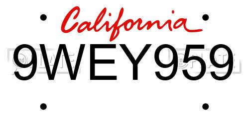 9WEY959 California License Plate