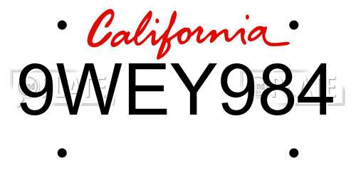 9WEY984 California License Plate
