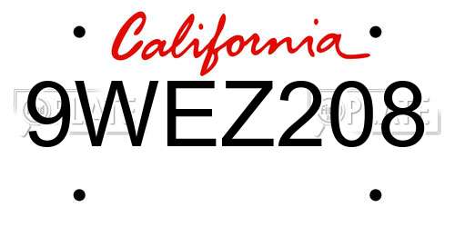 9WEZ208 California License Plate