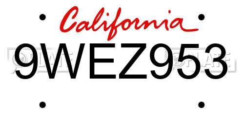 9WEZ953 California License Plate