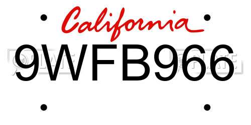 9WFB966 California License Plate