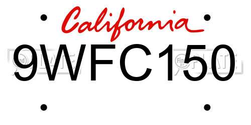 9WFC150 California License Plate
