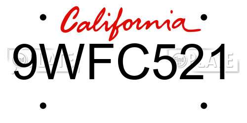 9WFC521 California License Plate