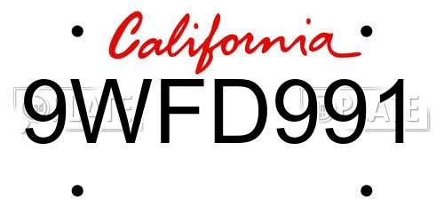 9WFD991 California License Plate