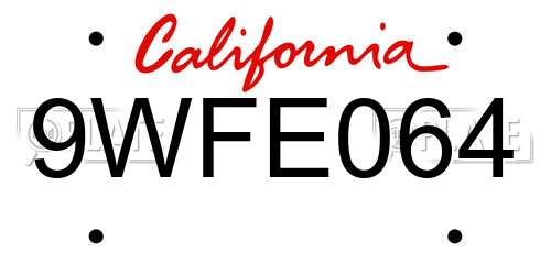 9WFE064 California License Plate