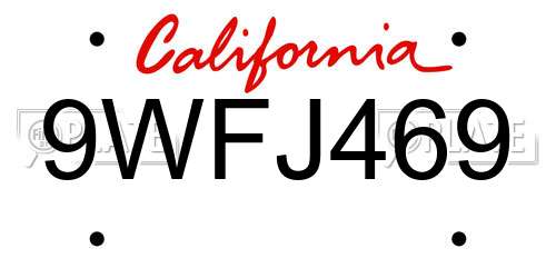 9WFJ469 California License Plate