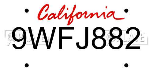 9WFJ882 California License Plate