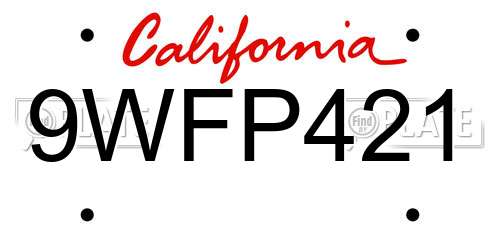 9WFP421 California License Plate