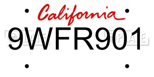 9WFR901 California License Plate