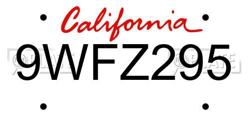 9WFZ295 California License Plate