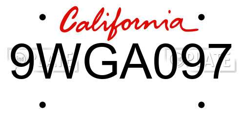 9WGA097 California License Plate