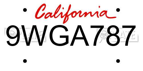 9WGA787 California License Plate