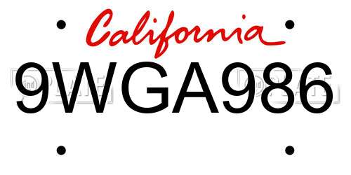 9WGA986 California License Plate