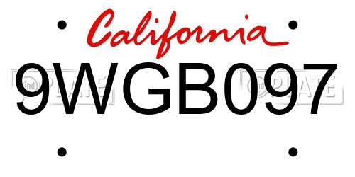 9WGB097 California License Plate