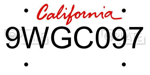 9WGC097 California License Plate