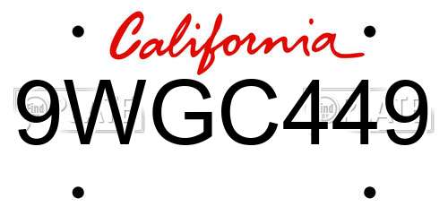 9WGC449 California License Plate