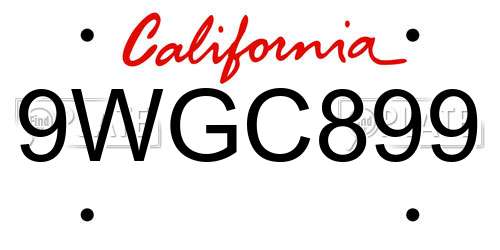 9WGC899 California License Plate
