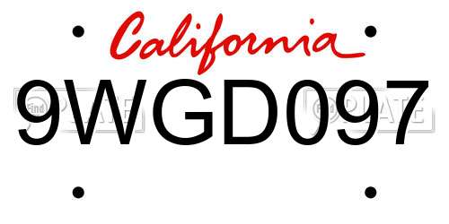 9WGD097 California License Plate