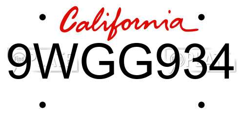 9WGG934 California License Plate