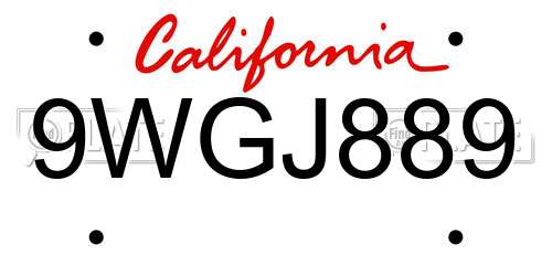 9WGJ889 California License Plate