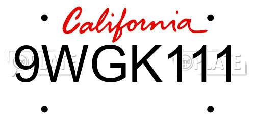 9WGK111 California License Plate
