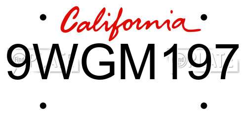 9WGM197 California License Plate