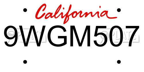9WGM507 California License Plate