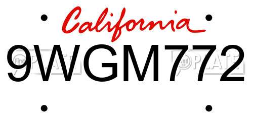 9WGM772 California License Plate