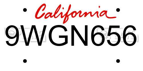 9WGN656 California License Plate
