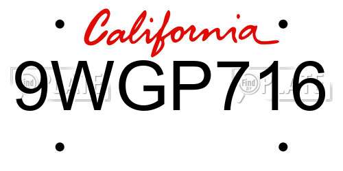 9WGP716 California License Plate