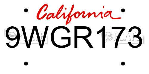 9WGR173 California License Plate