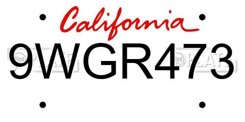 9WGR473 California License Plate