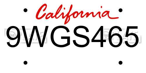 9WGS465 California License Plate