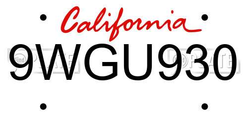 9WGU930 California License Plate