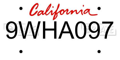 9WHA097 California License Plate