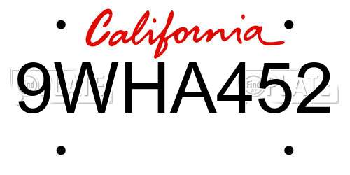 9WHA452 California License Plate