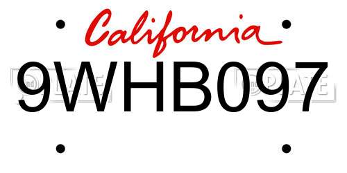 9WHB097 California License Plate
