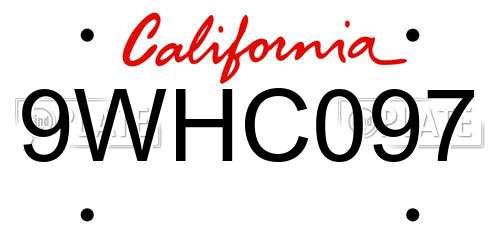 9WHC097 California License Plate