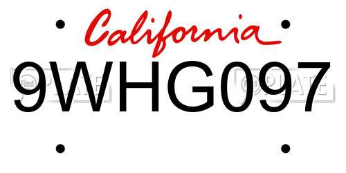 9WHG097 California License Plate