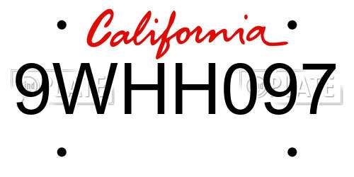 9WHH097 California License Plate