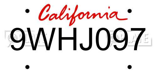 9WHJ097 California License Plate