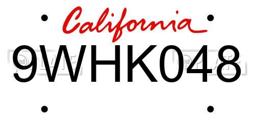 9WHK048 California License Plate