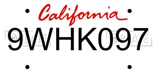 9WHK097 California License Plate