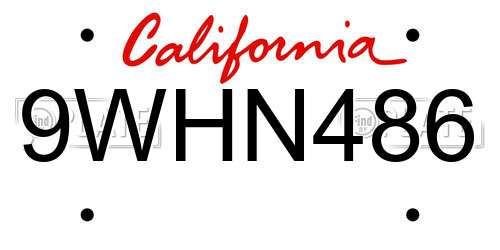9WHN486 California License Plate