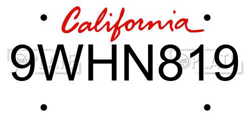 9WHN819 California License Plate