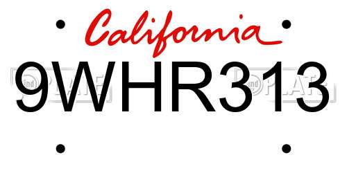 9WHR313 California License Plate